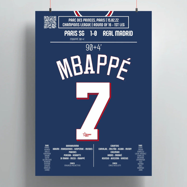 Póster del gol de Kylian Mbappé – PSG vs Real Madrid 2022 - Legendary Goals
