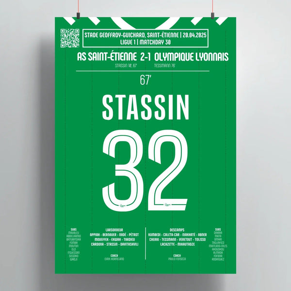 Poster du but de Lucas Stassin – AS Saint - Étienne vs Olympique Lyonnais 2025 - Legendary Goals