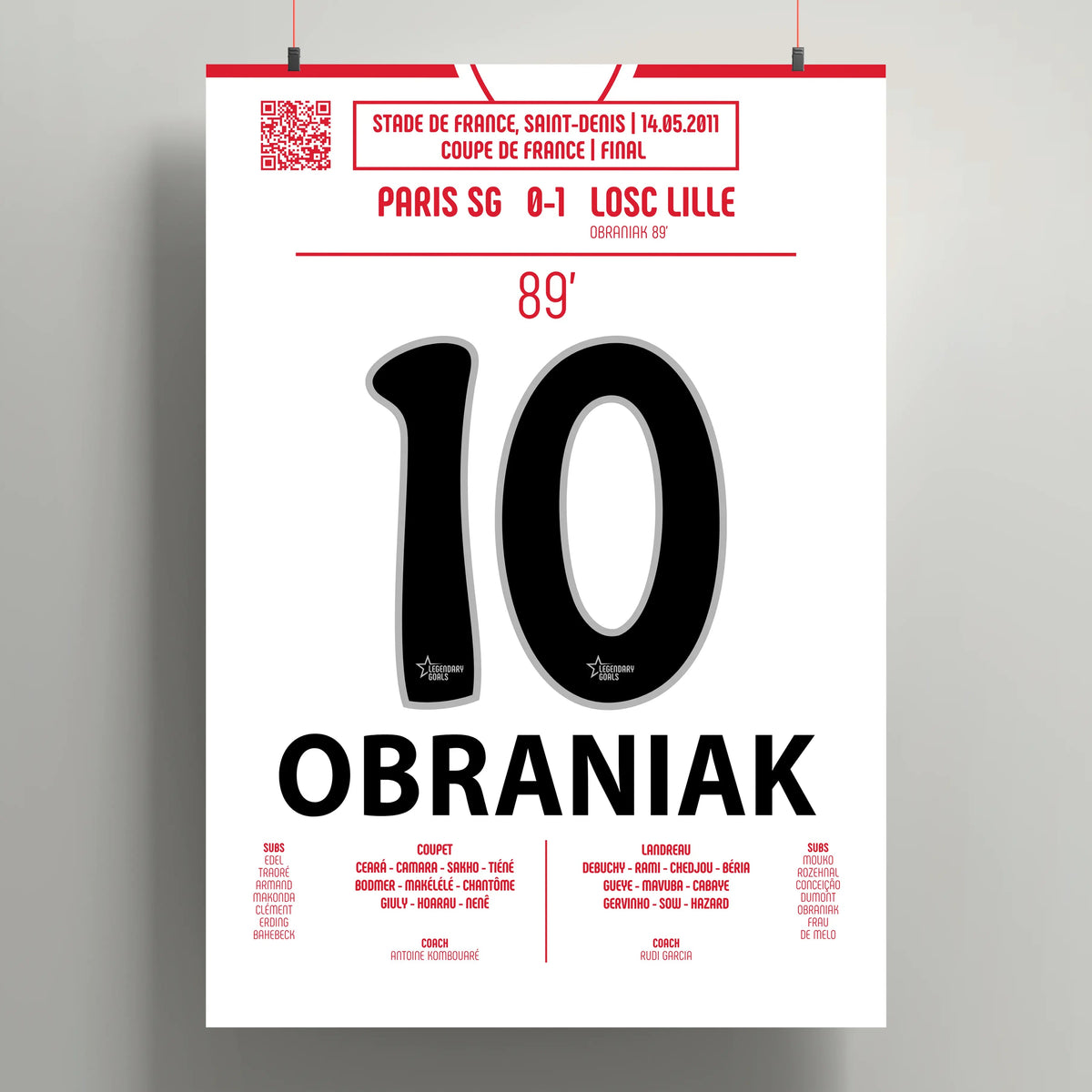 Poster du but de Ludovic Obraniak - PSG vs Lille 2011 - Legendary Goals