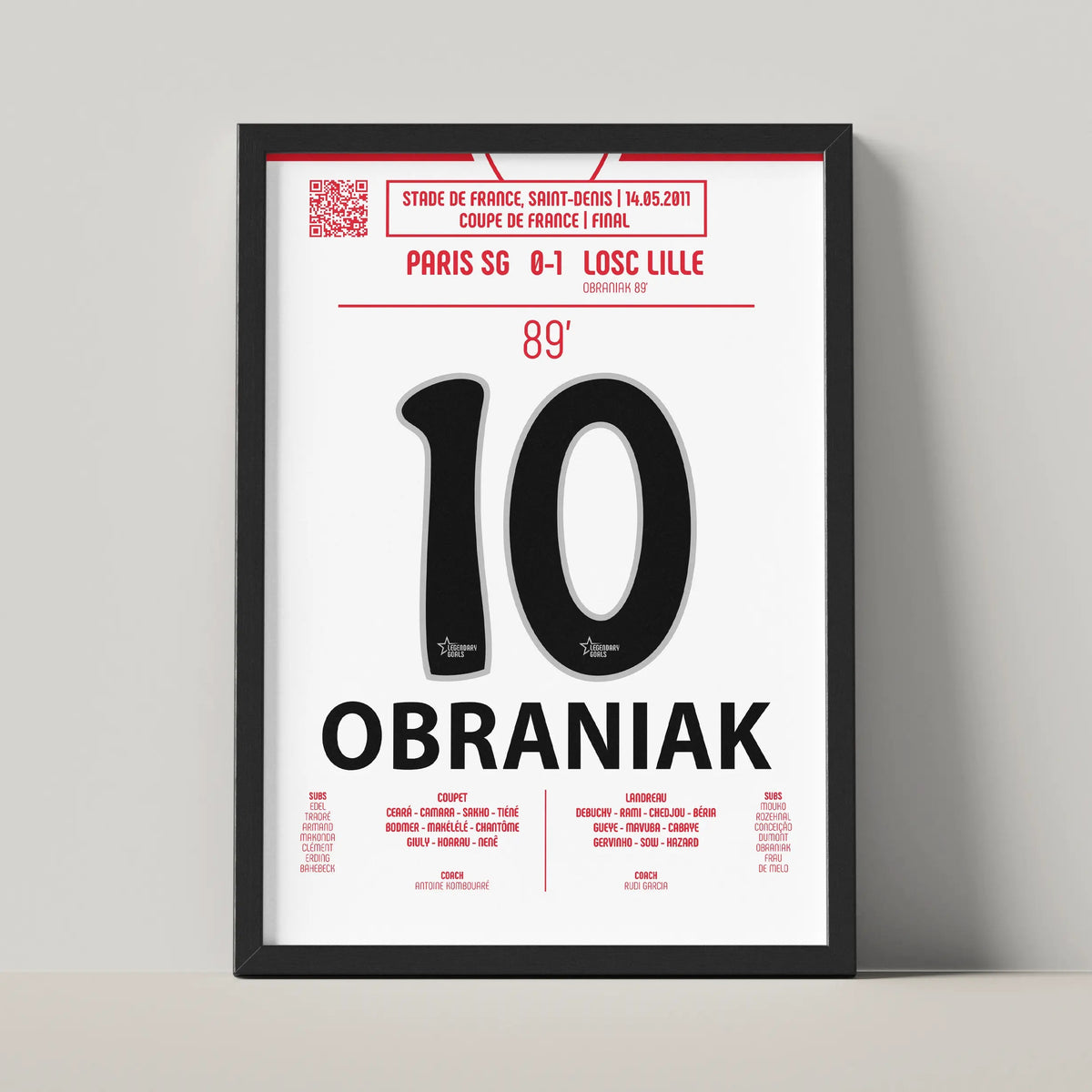 Poster du but de Ludovic Obraniak - PSG vs Lille 2011 - Legendary Goals