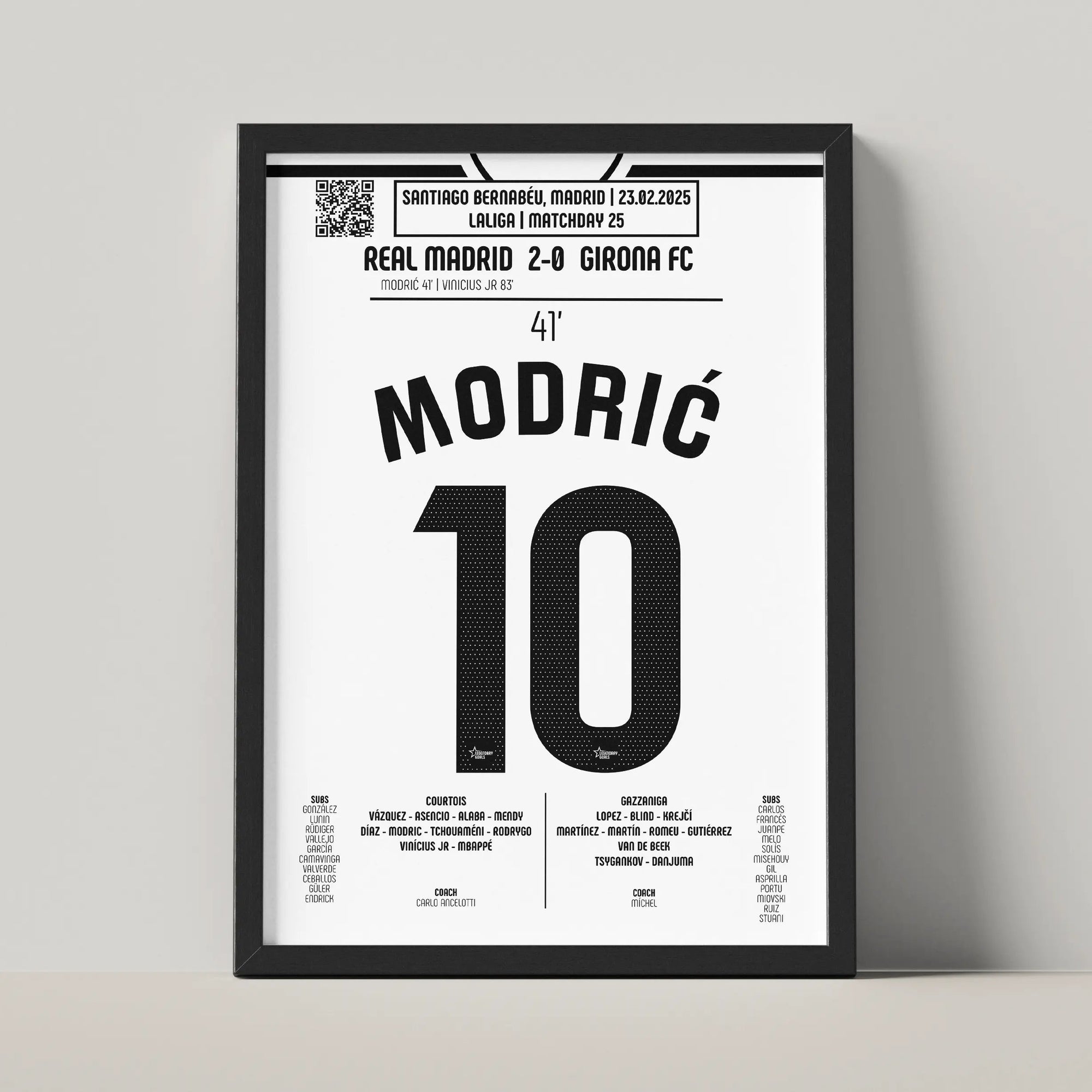 Poster du but de Luka Modrić - Real Madrid vs Gérone 2025 - Legendary Goals
