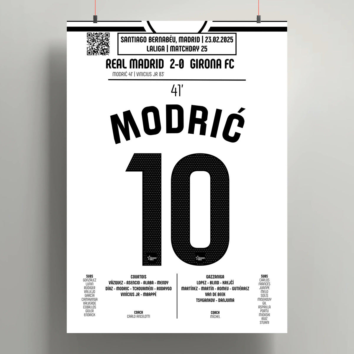 Poster du but de Luka Modrić - Real Madrid vs Gérone 2025 - Legendary Goals