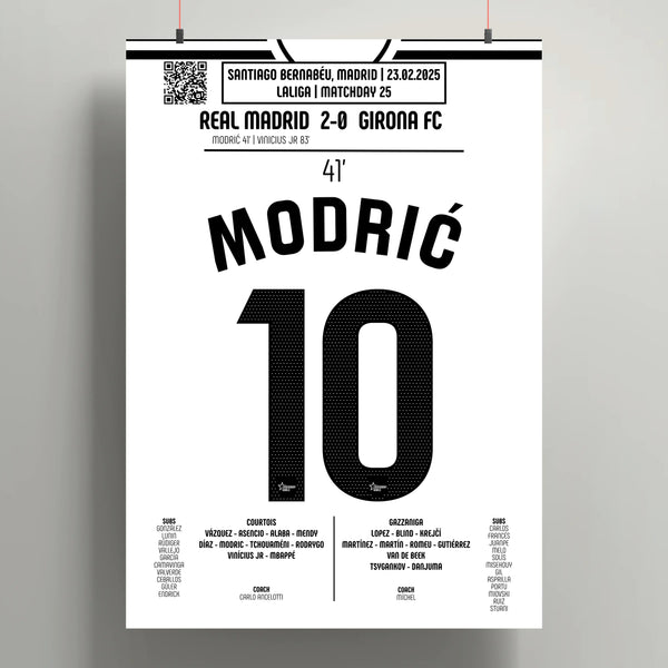 Poster du but de Luka Modrić - Real Madrid vs Gérone 2025 - Legendary Goals