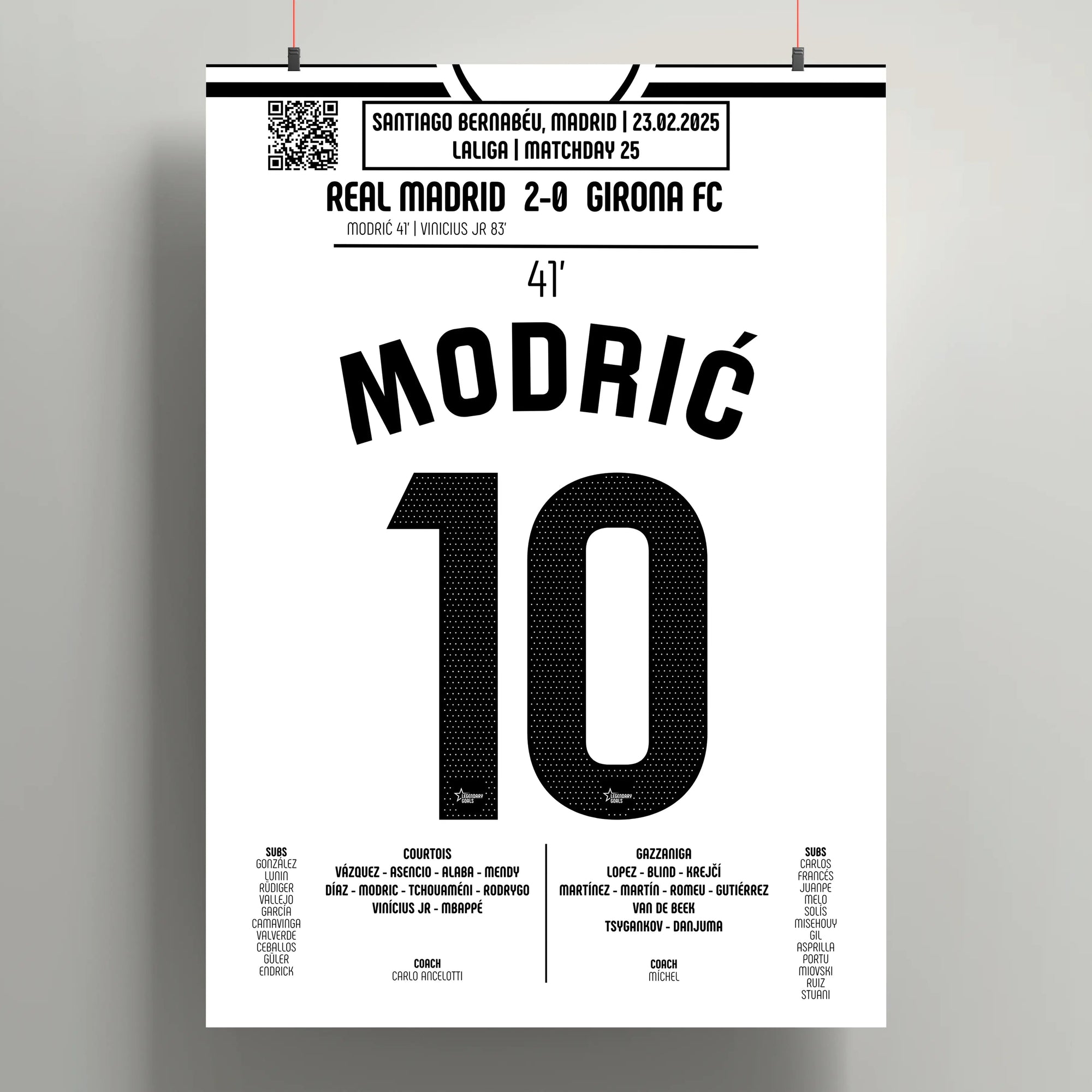 Poster du but de Luka Modrić - Real Madrid vs Gérone 2025 - Legendary Goals