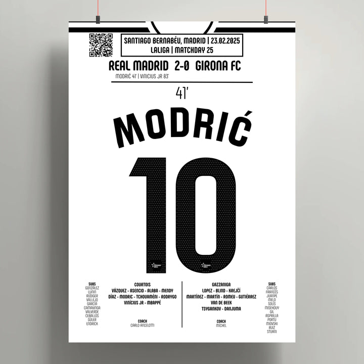Póster del gol de Luka Modrić - Real Madrid vs Gérone 2025 - Legendary Goals