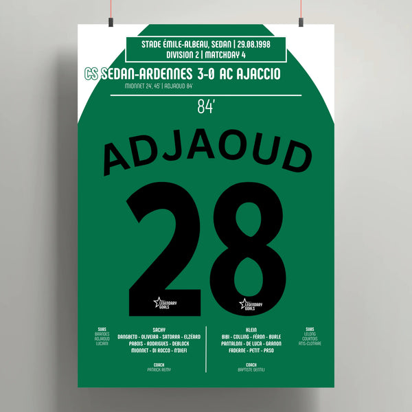 Poster du but de Madjid Adjaoud - Sedan vs Ajaccio 1998 - Legendary Goals