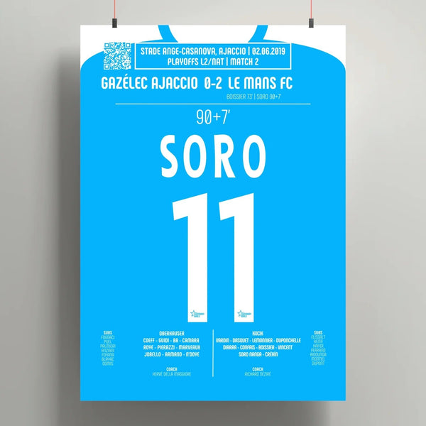 Poster du but de Mamadou Soro – Gazélec Ajaccio vs Le Mans 2019 - Legendary Goals