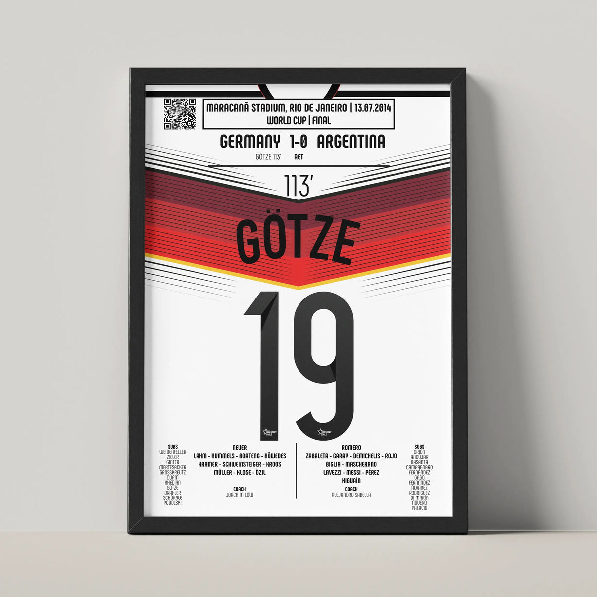 Poster du but de Mario Götze - Allemagne vs Argentine 2014 - Legendary Goals