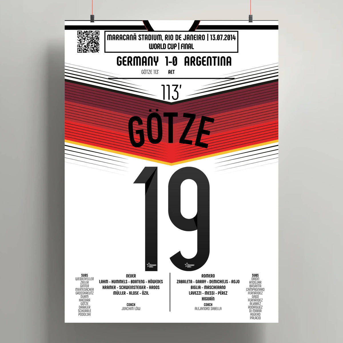 Poster du but de Mario Götze - Allemagne vs Argentine 2014 - Legendary Goals