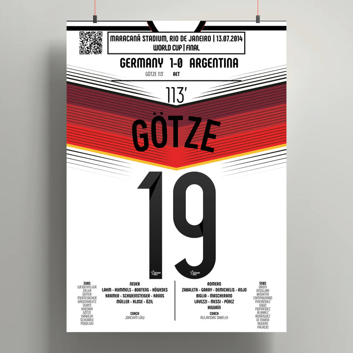 Poster du but de Mario Götze - Allemagne vs Argentine 2014 - Legendary Goals