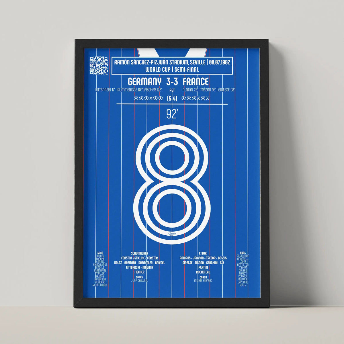 Poster du but de Marius Trésor - France vs Allemagne de l’Ouest 1982 - Legendary Goals
