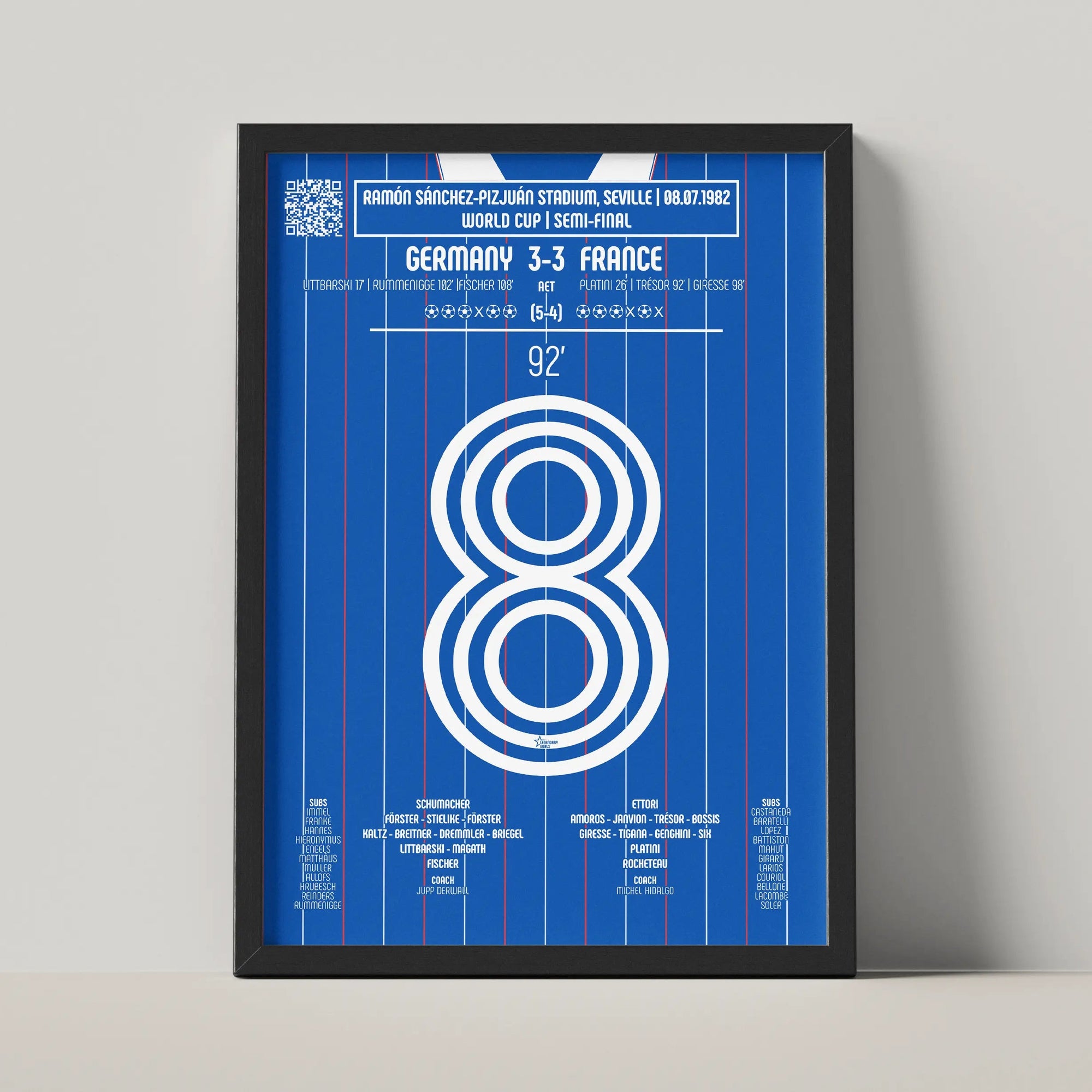 Poster du but de Marius Trésor - France vs Allemagne de l’Ouest 1982 - Legendary Goals