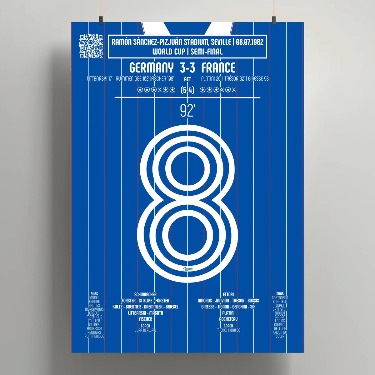 Poster du but de Marius Trésor - France vs Allemagne de l’Ouest 1982 - Legendary Goals