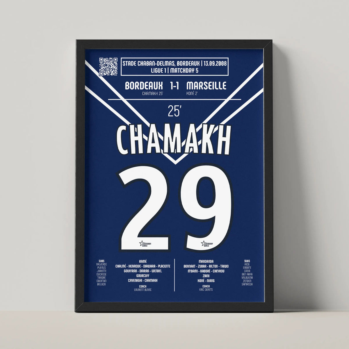 Poster du but de Marouane Chamakh - Bordeaux vs Marseille 2008 - Legendary Goals