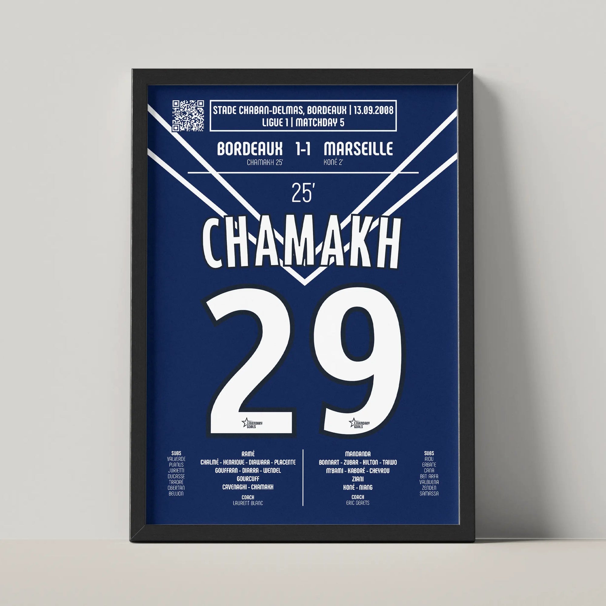 Poster du but de Marouane Chamakh - Bordeaux vs Marseille 2008 - Legendary Goals