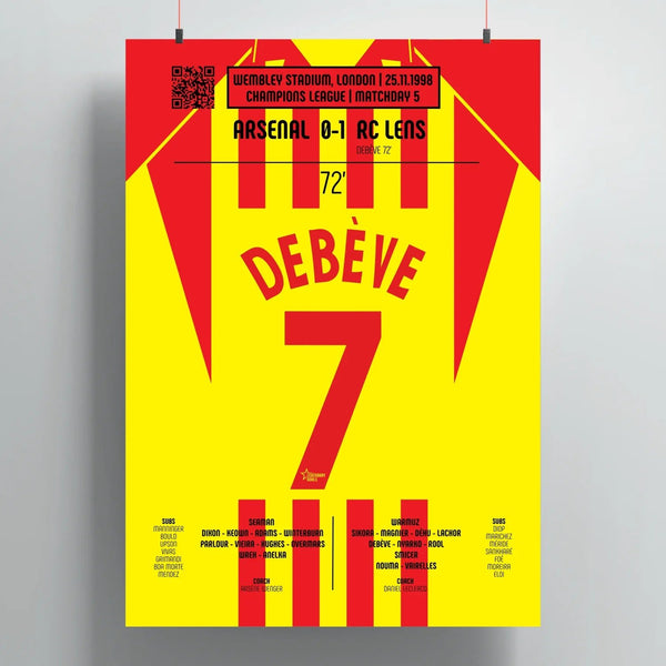 Poster du but de Mickaël Debève – Arsenal vs RC Lens 1998 - Legendary Goals