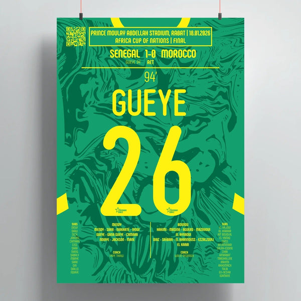 Poster du but de Pape Gueye – Sénégal vs Maroc 2026 - Legendary Goals