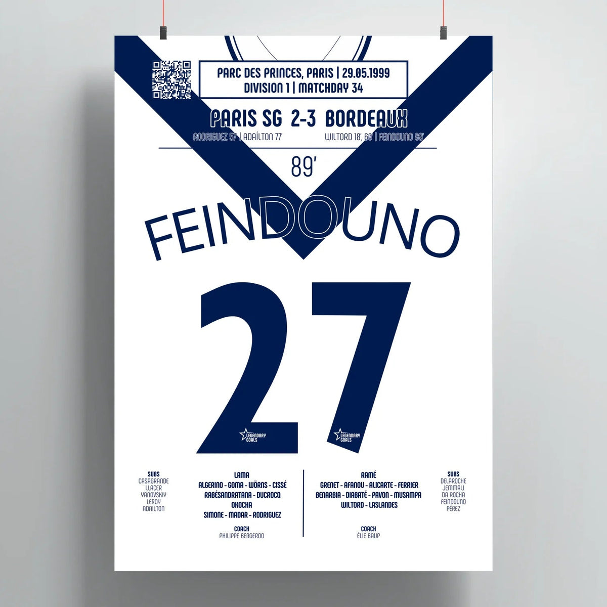 Poster du but de Pascal Feindouno – PSG vs Bordeaux 1999 - Legendary Goals