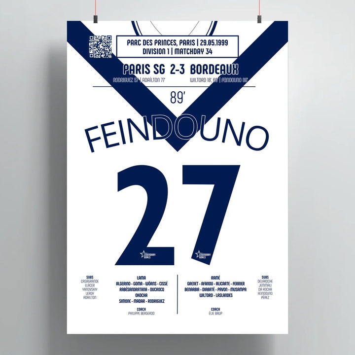 Póster del gol de Pascal Feindouno – PSG vs Bordeaux 1999 - Legendary Goals