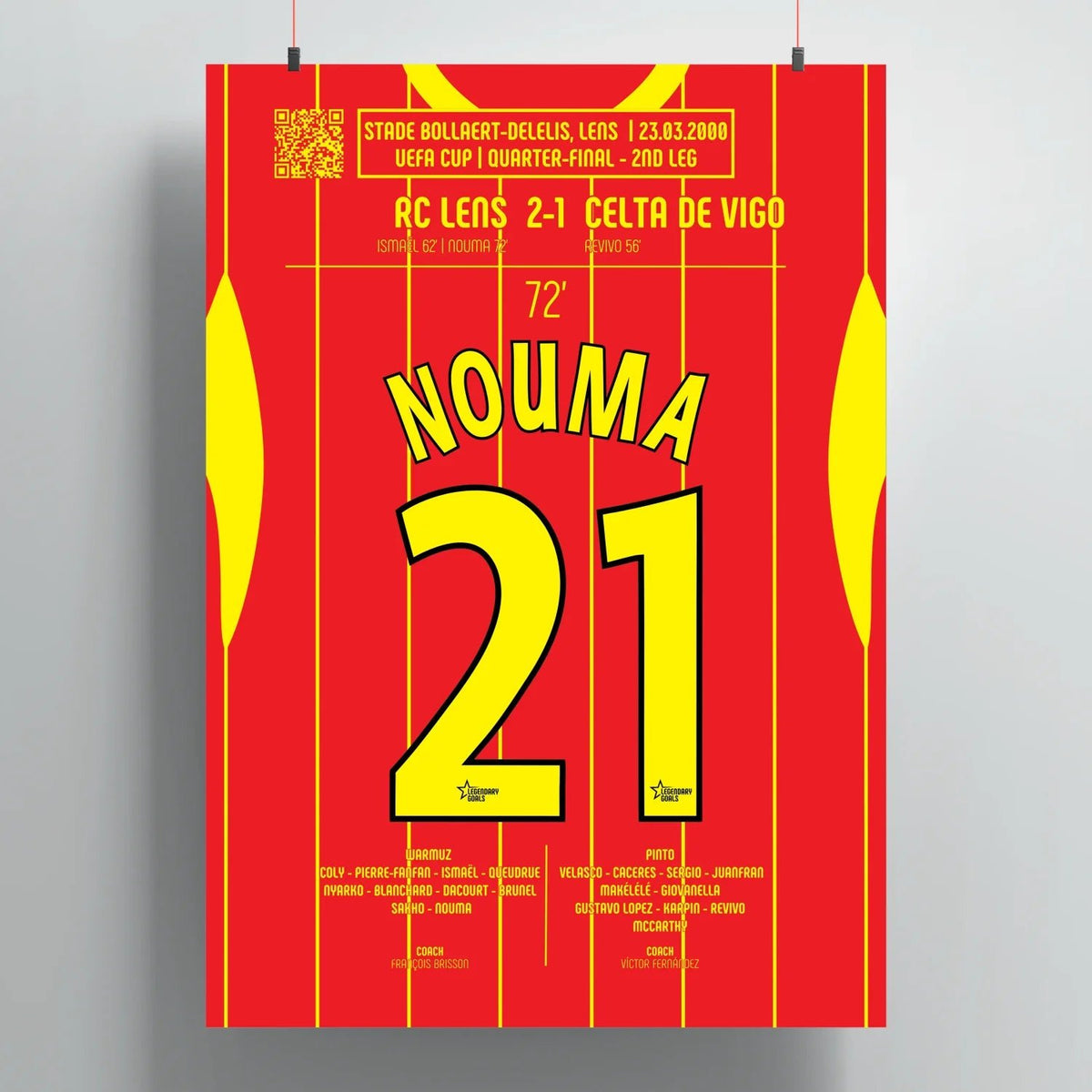 Poster du but de Pascal Nouma – Lens vs Celta Vigo 2000 - Legendary Goals