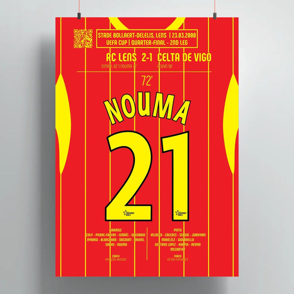 Poster du but de Pascal Nouma – Lens vs Celta Vigo 2000 - Legendary Goals