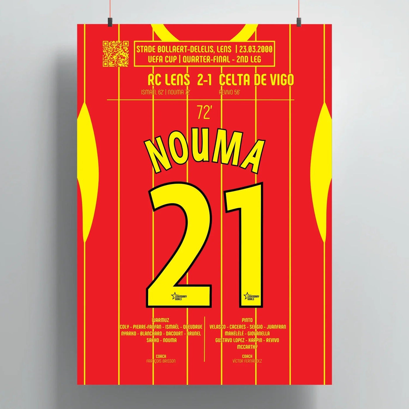 Poster du but de Pascal Nouma – Lens vs Celta Vigo 2000