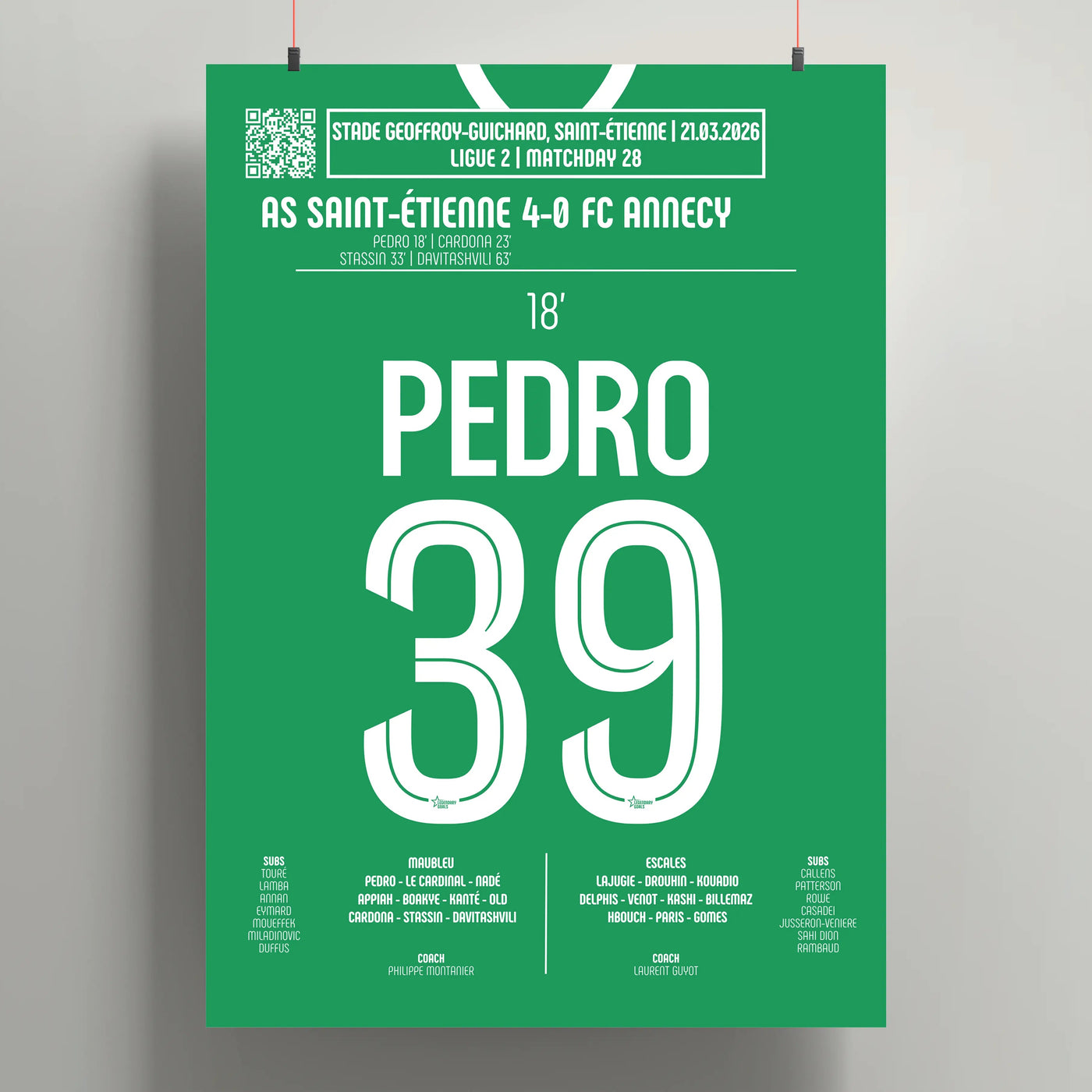 Poster du but de Pedro – ASSE vs Annecy 2026