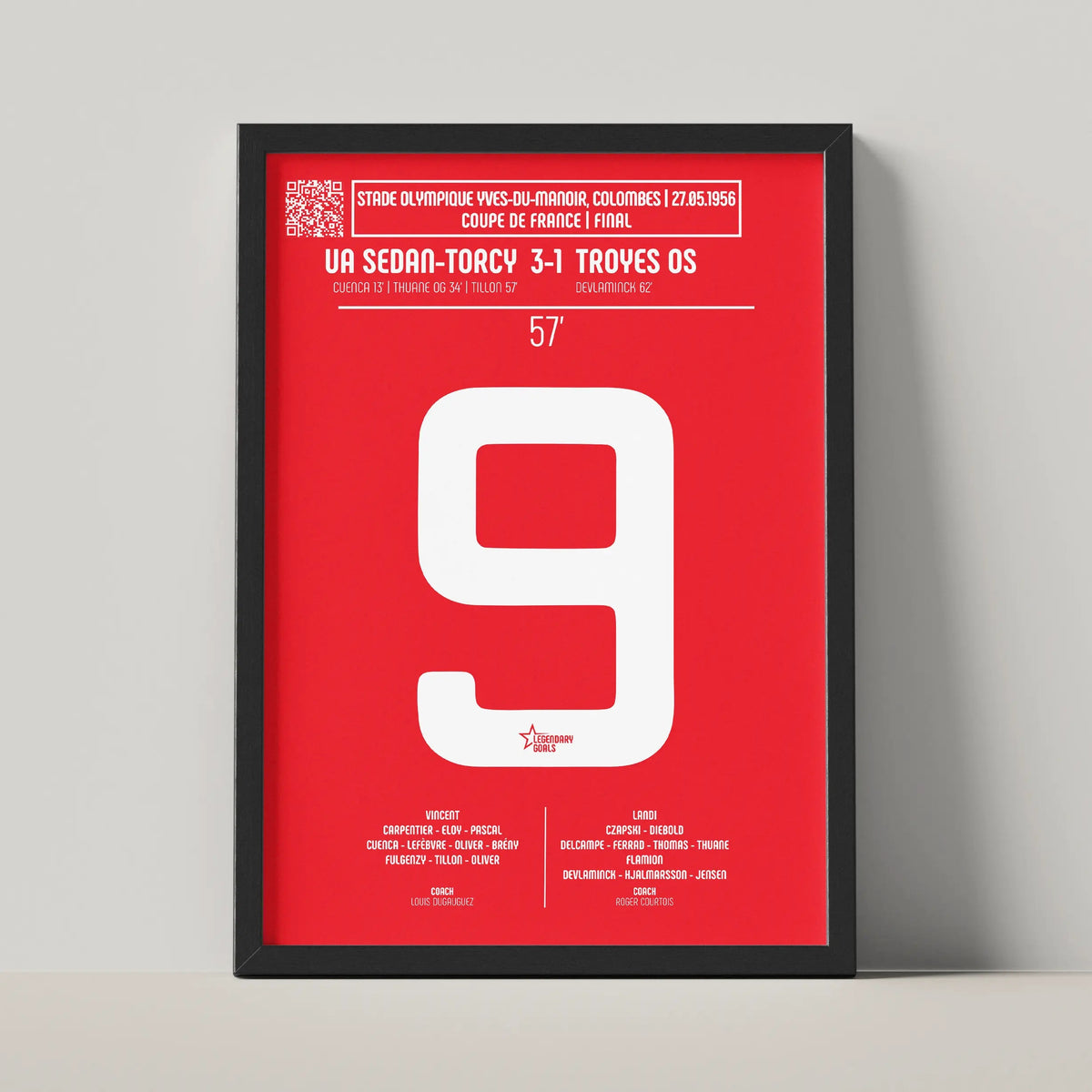 Poster du but de Pierre Tillon - Sedan vs Troyes 1956 - Legendary Goals