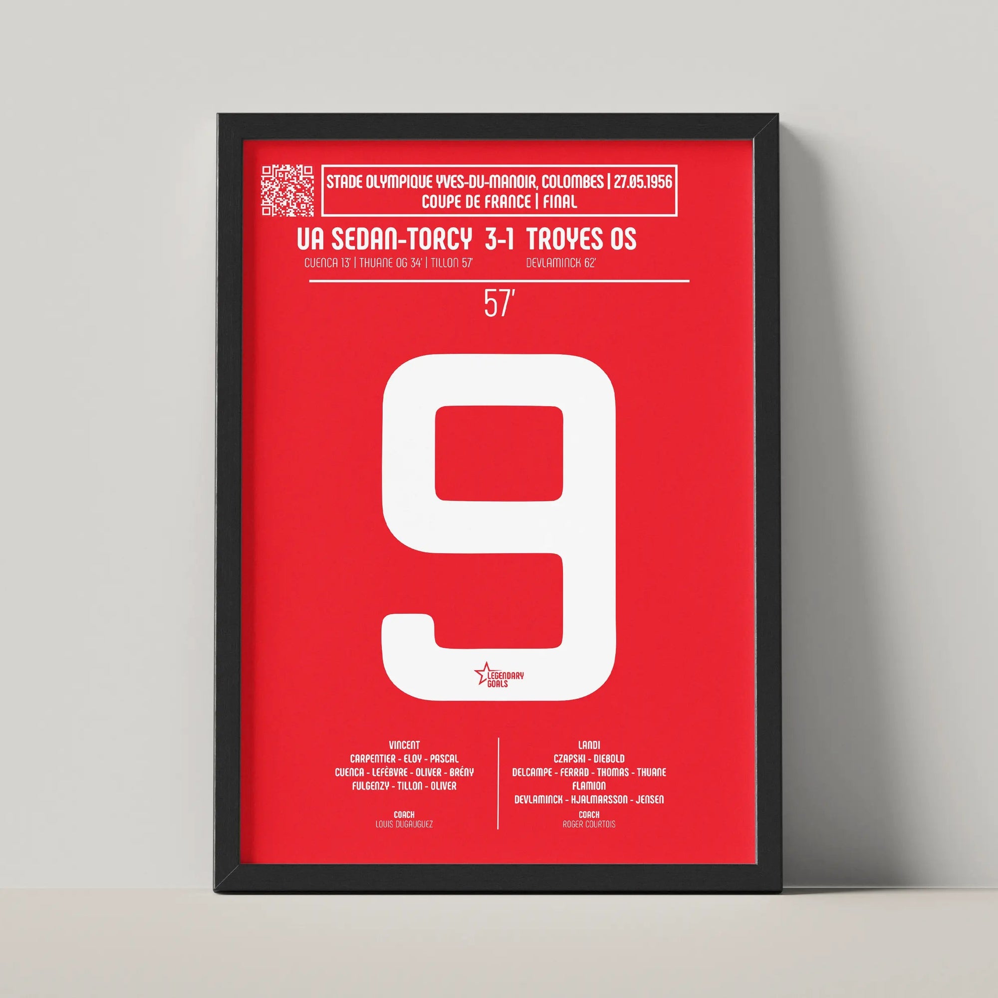 Poster du but de Pierre Tillon - Sedan vs Troyes 1956 - Legendary Goals