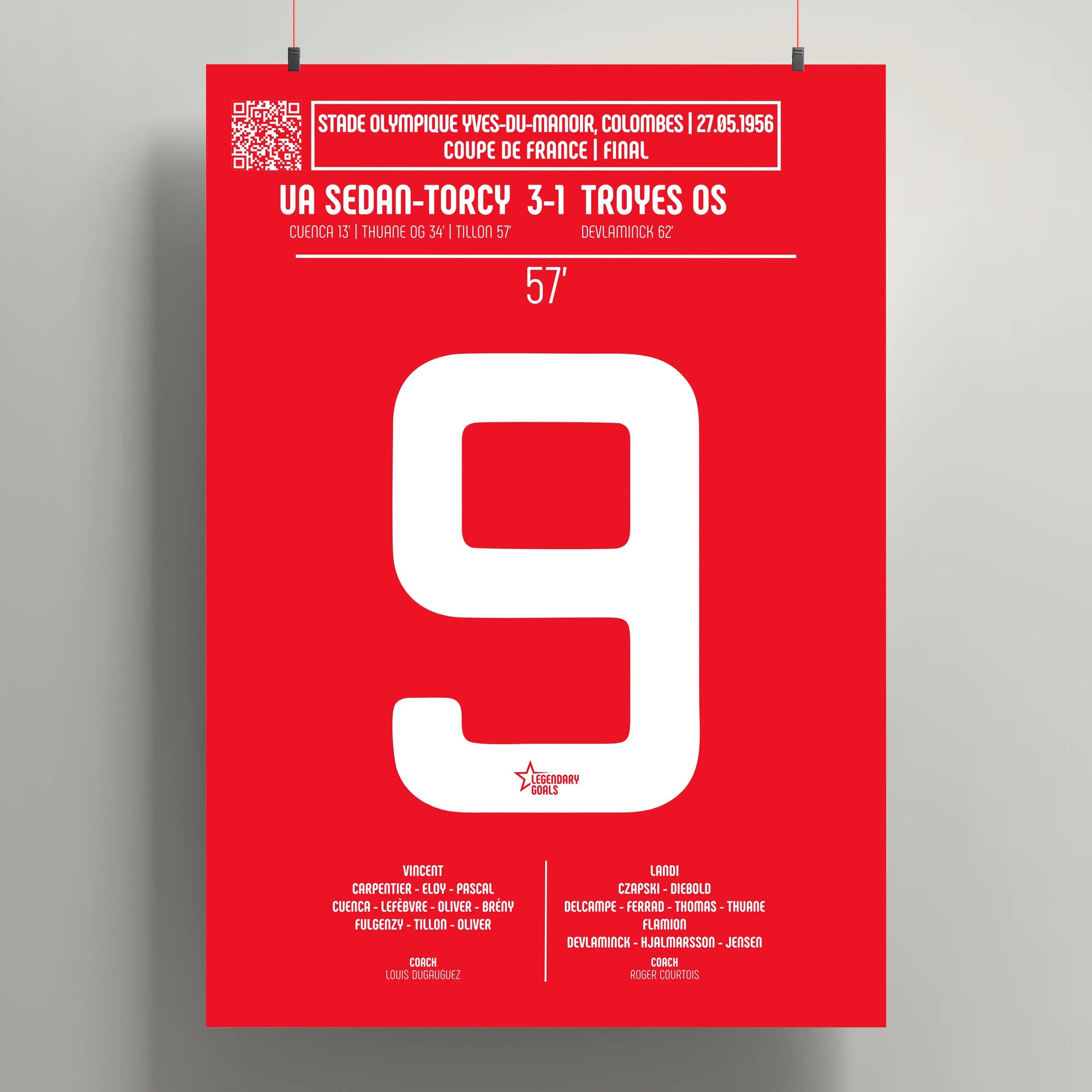 Poster du but de Pierre Tillon - Sedan vs Troyes 1956 - Legendary Goals