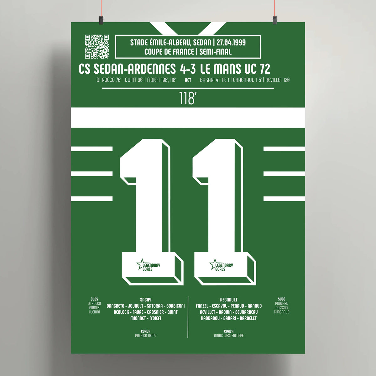 Poster du but de Pius N’Diefi – Sedan vs Le Mans 1999 - Legendary Goals