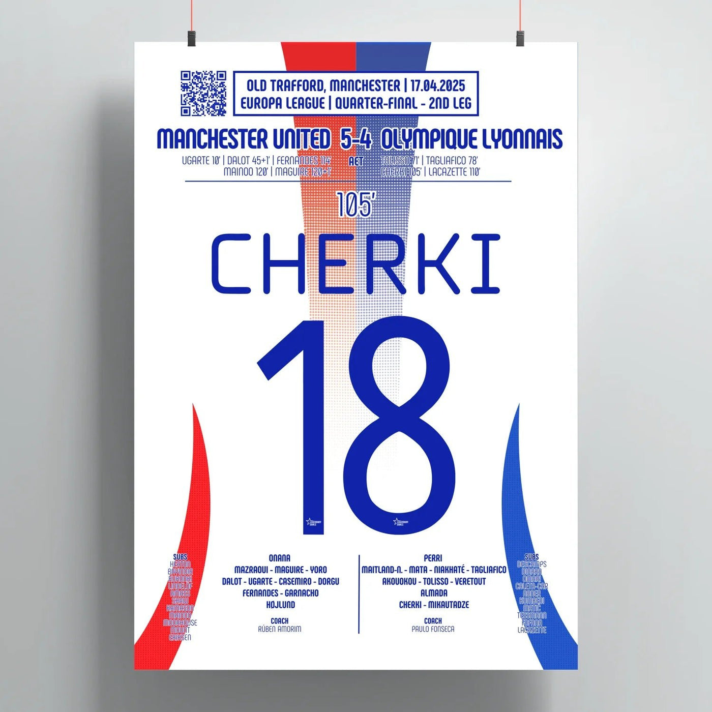 Poster du but de Rayan Cherki – Manchester United vs Olympique Lyonnais 2025