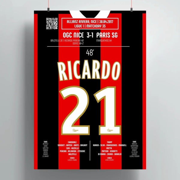Poster du but de Ricardo Pereira – Nice vs Paris Saint - Germain 2017 - Legendary Goals