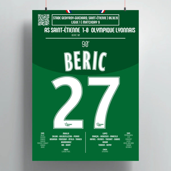 Poster du but de Robert Beric – Saint - Étienne vs Lyon 2019 - Legendary Goals
