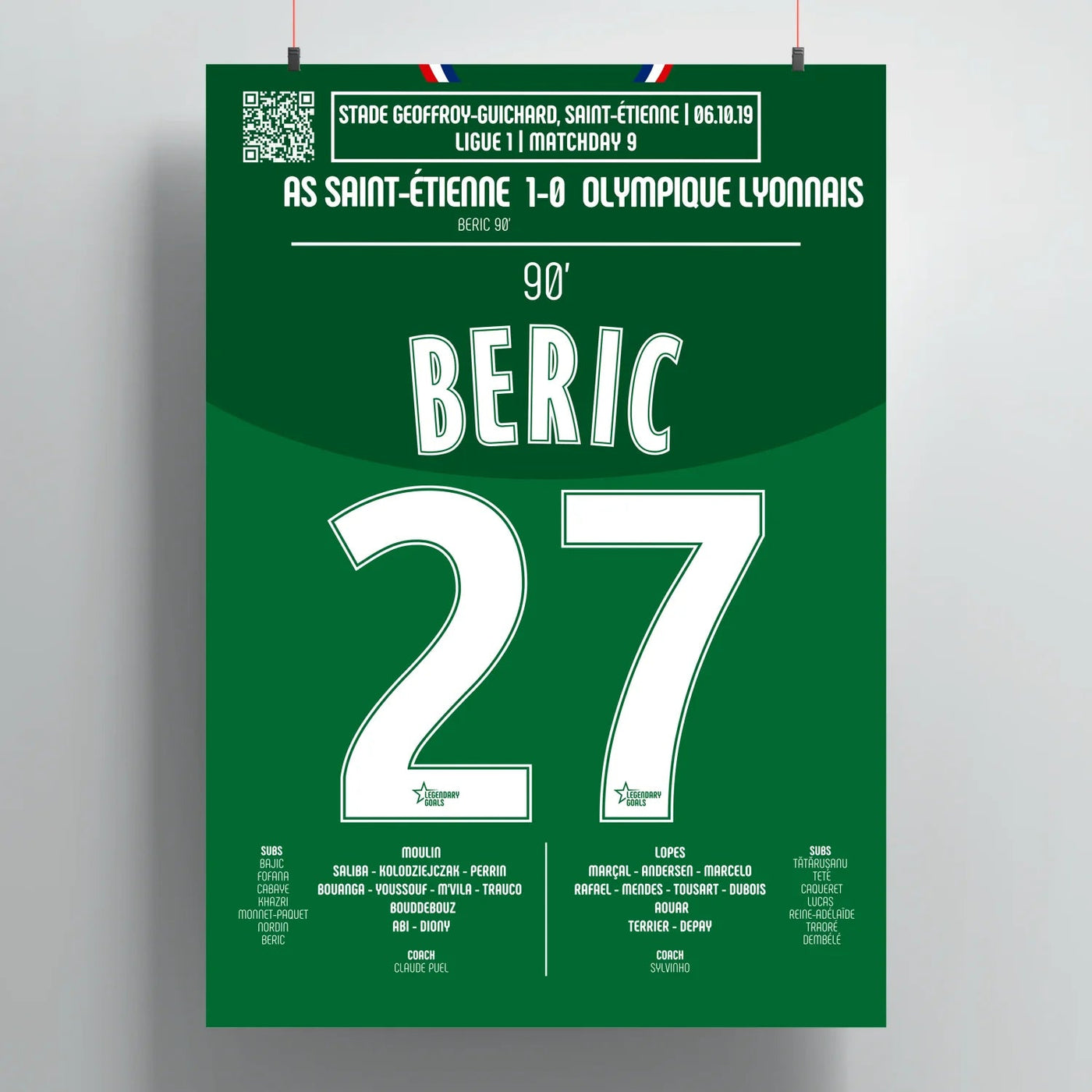 Poster du but de Robert Beric – Saint-Étienne vs Lyon 2019