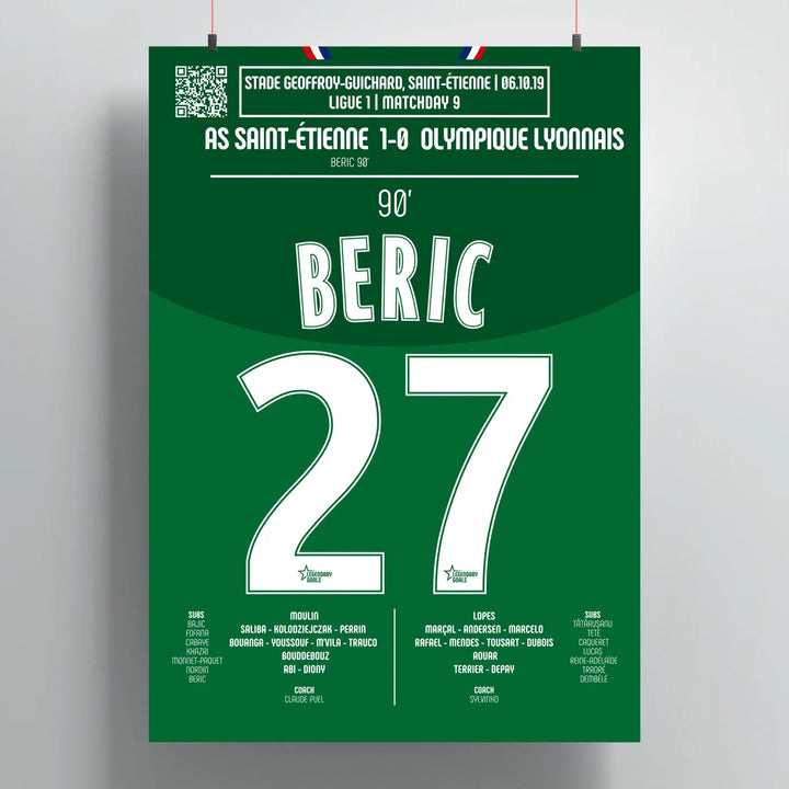 Póster del gol de Robert Beric – Saint - Étienne vs Lyon 2019 - Legendary Goals