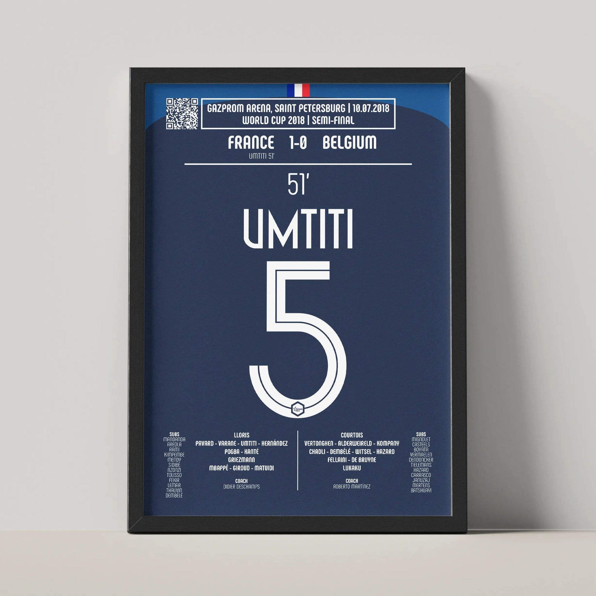 Poster du but de Samuel Umtiti - France vs Belgique 2018 - Legendary Goals