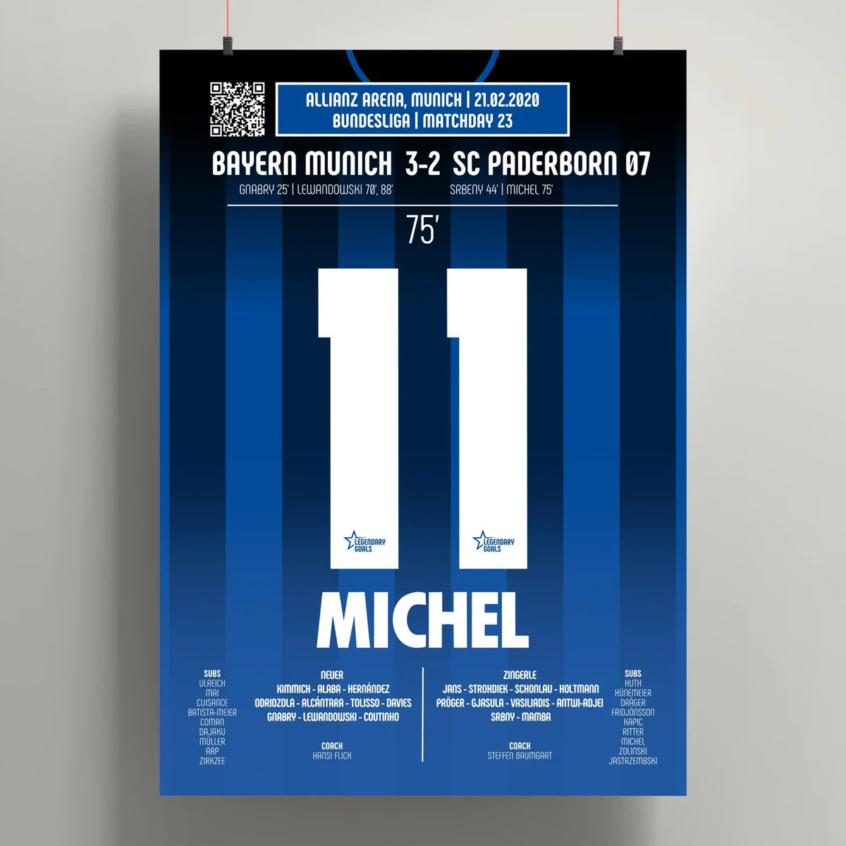Poster du but de Sven Michel – Bayern Munich vs Paderborn 2020 - Legendary Goals