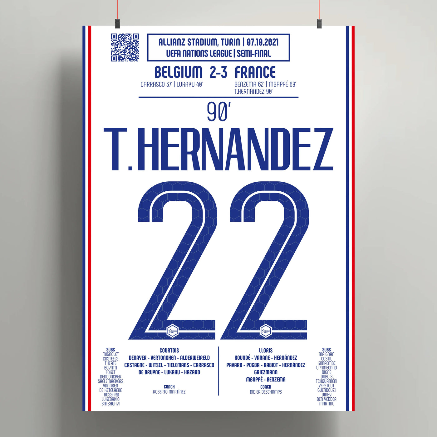 Poster du but de Theo Hernandez - Belgique vs France 2021