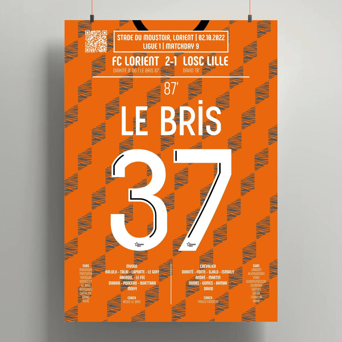 Poster du but de Théo Le Bris – Lorient vs Lille 2022 - Legendary Goals
