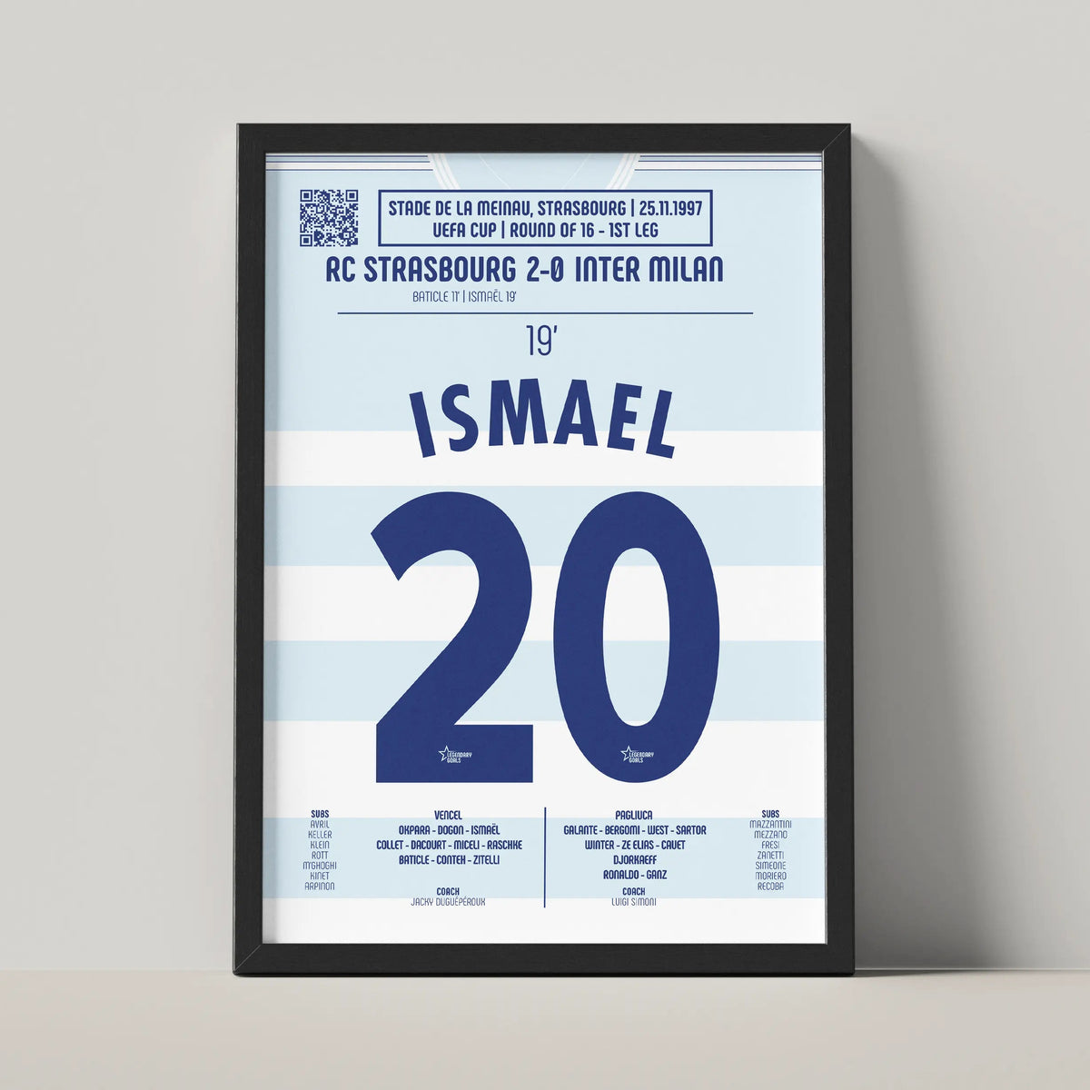 Poster du but de Valérien Ismaël – Strasbourg vs Inter Milan 1997 - Legendary Goals