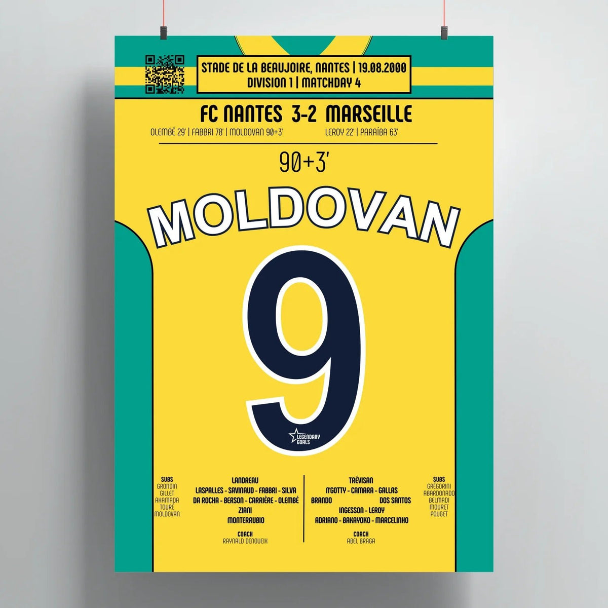 Poster du but de Viorel Moldovan – Nantes vs Marseille 2000 - Legendary Goals