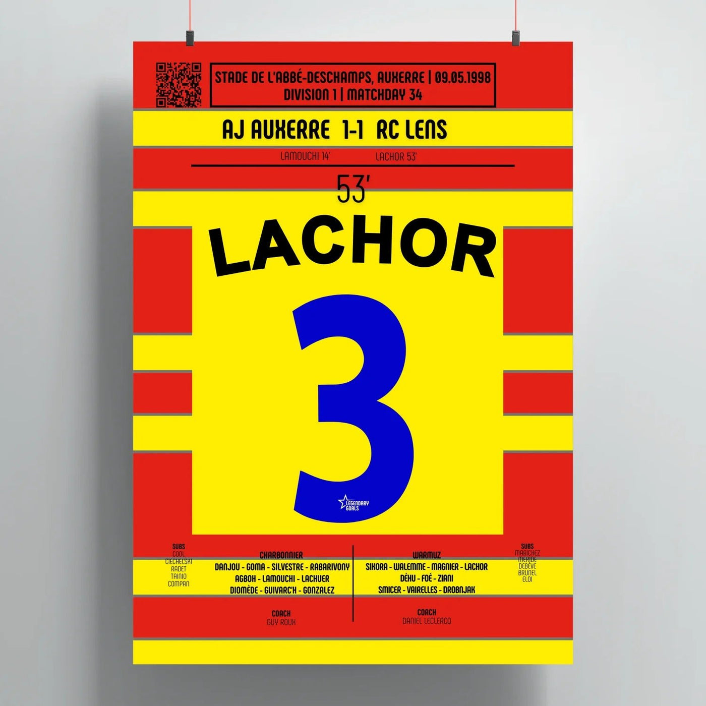 Poster du but de Yoann Lachor – Auxerre vs RC Lens 1998