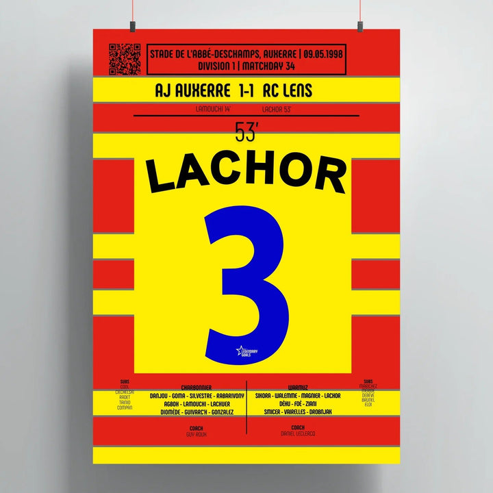 Póster del gol de Yoann Lachor – Auxerre vs RC Lens 1998 - Legendary Goals