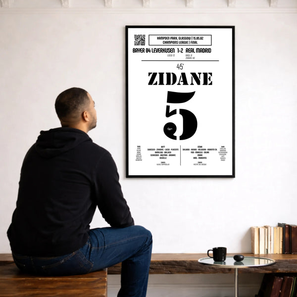 Poster du but de Zinedine Zidane - Bayer Leverkusen vs Real Madrid 2002 - Legendary Goals