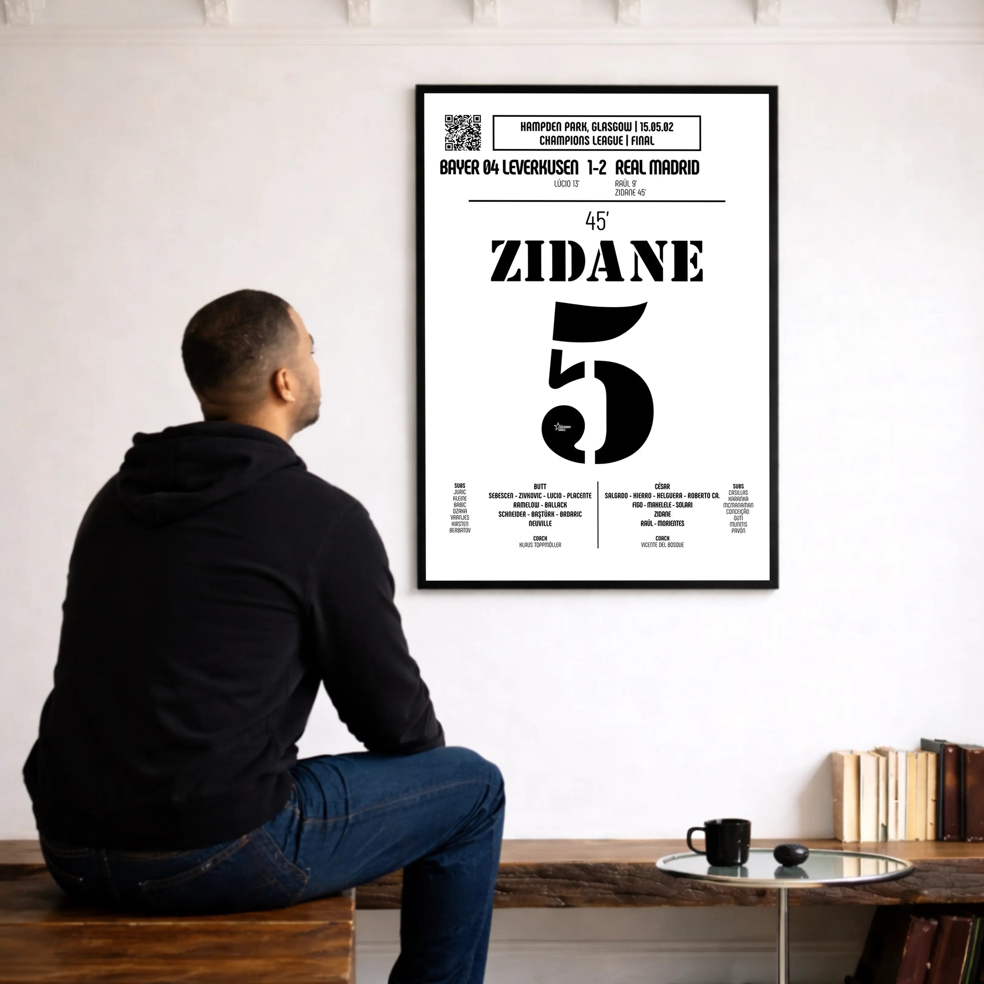 Poster du but de Zinedine Zidane - Bayer Leverkusen vs Real Madrid 2002 - Legendary Goals