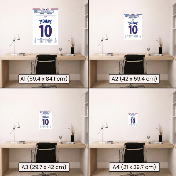 Poster du but de Zinédine Zidane - France vs Portugal 2000 - Legendary Goals