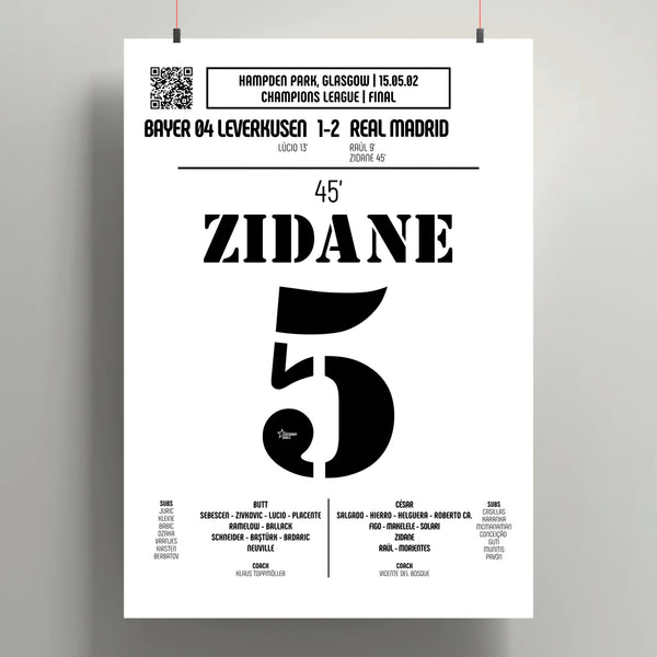 Poster du but de Zinédine Zidane - France vs Portugal 2000 - Legendary Goals