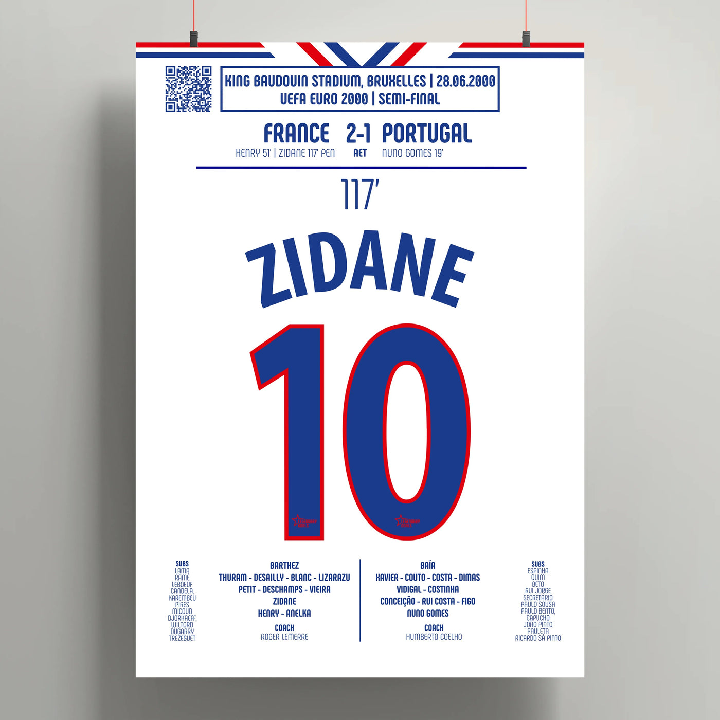 Poster du but de Zinédine Zidane - France vs Portugal 2000