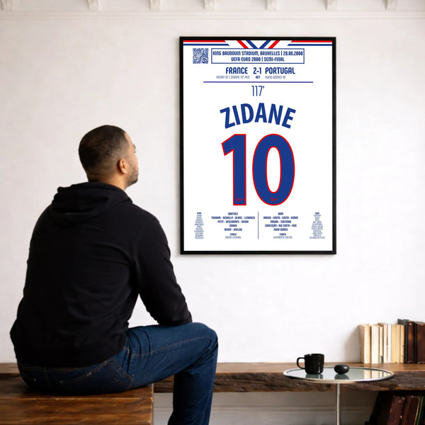Poster du but de Zinédine Zidane - France vs Portugal 2000 - Legendary Goals